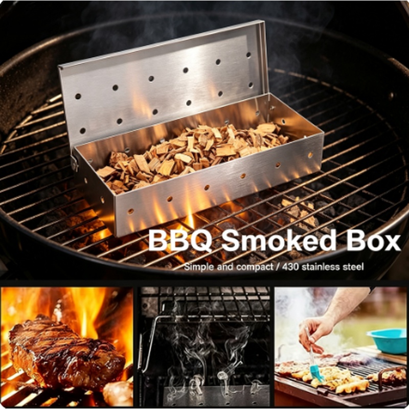 Smoker Box Wood Chip - صندوق تدخين من الفولاذ المقاوم للصدأ