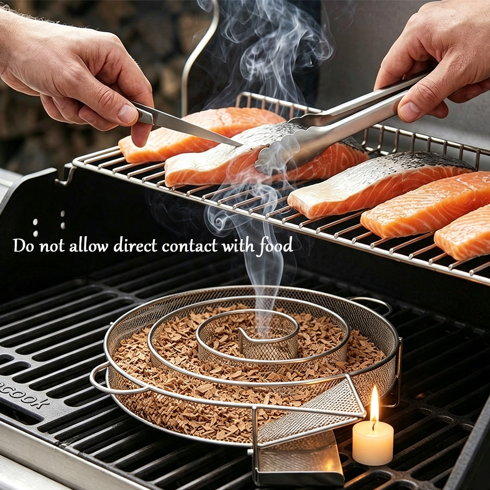 Smoker Box Wood Chip - صينية تدخين دائرية من الفولاذ المقاوم
