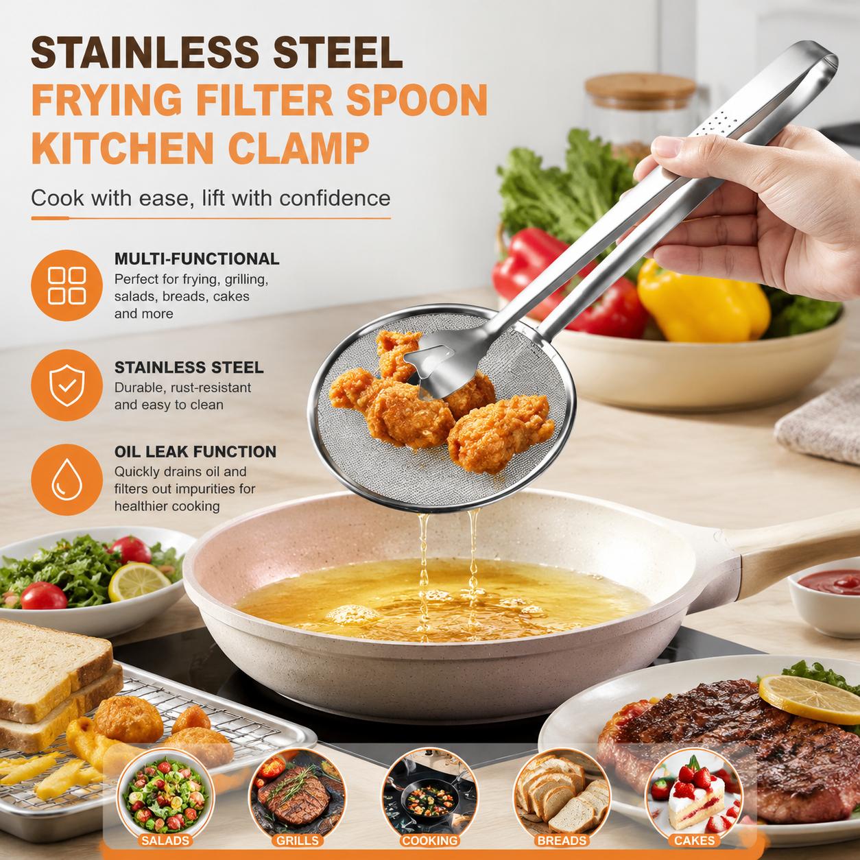 Home Cooking Oil Filter - مصفاة شبكية دقيقة من الستانلس ستيل