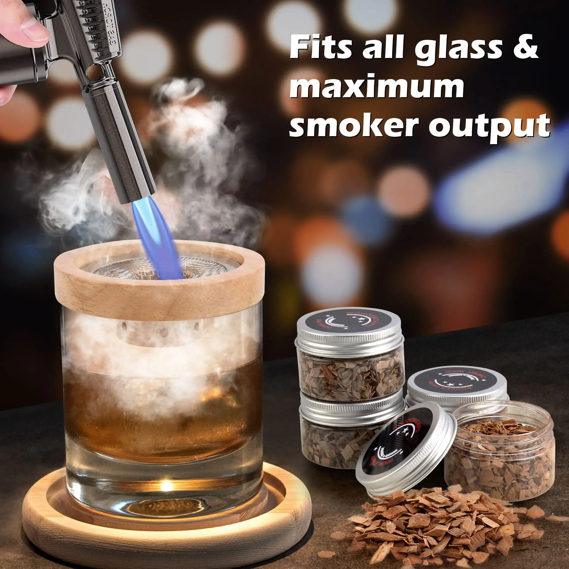 Smoker Box Wood Chip - كوكتيل المدخن مجموعة بار خشبية المدخن