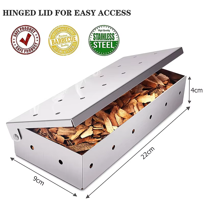 شواء صندوق المدخن الفولاذ المق - مراجعة Smoker Box Wood Chip وسعره